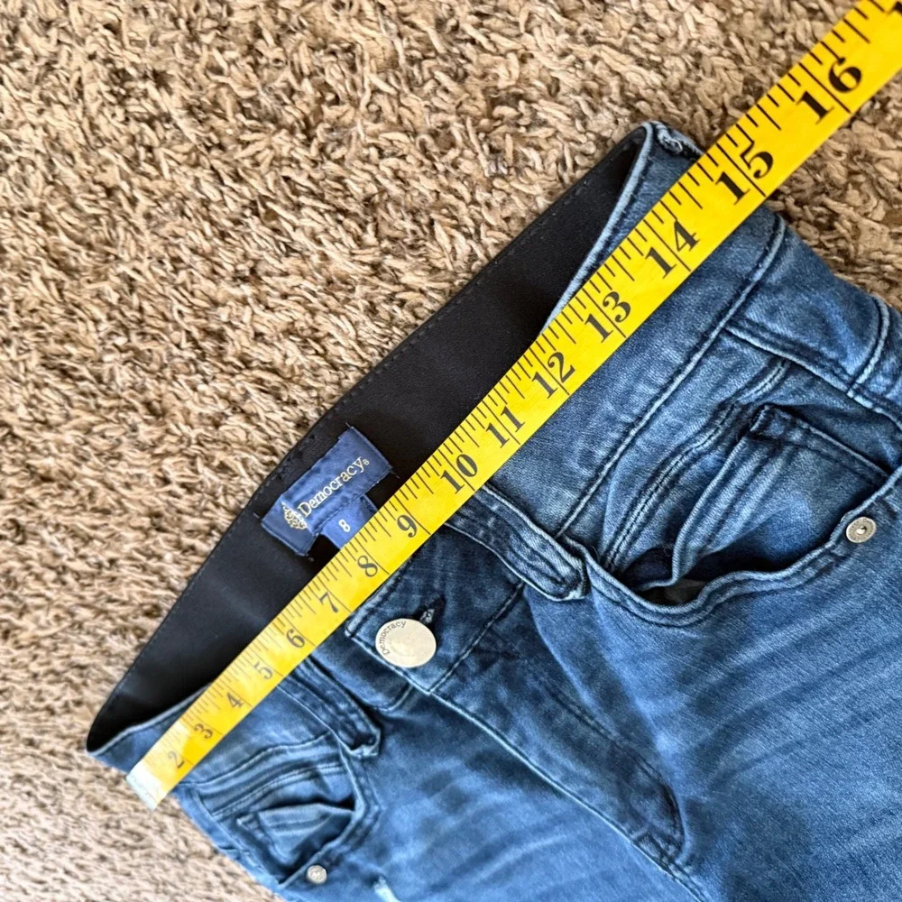 Democracy Ab'solution Skinny Jeans‎ Women 8 Blue Excellent Distressed Mid Rise